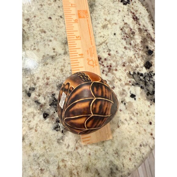 Artisan Handpainted lucuma Gourd Owl Folk Art Ornament Christmas Tree Decor - Picture 8 of 9